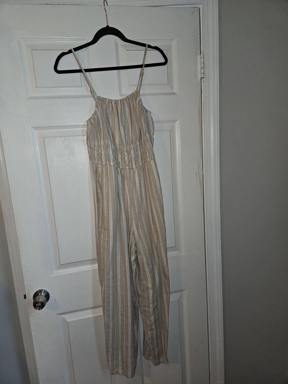 Old Navy Beige Striped Sleeveless Jumpsuit